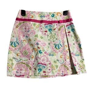 Skirtology Skirt Women's Size 4 Multicolor Paisley Cotton Stretch A-Line Preppy